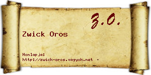 Zwick Oros névjegykártya